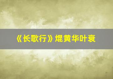 《长歌行》焜黄华叶衰