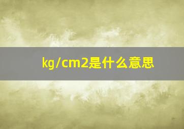 ㎏/cm2是什么意思