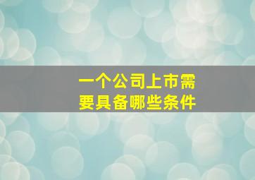 一个公司上市需要具备哪些条件