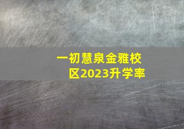 一初慧泉金雅校区2023升学率