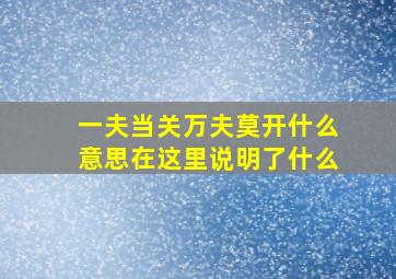 一夫当关万夫莫开什么意思在这里说明了什么