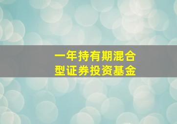 一年持有期混合型证券投资基金