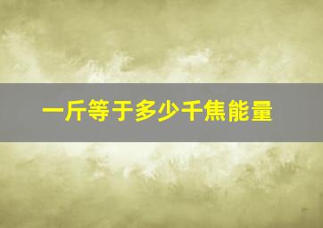 一斤等于多少千焦能量