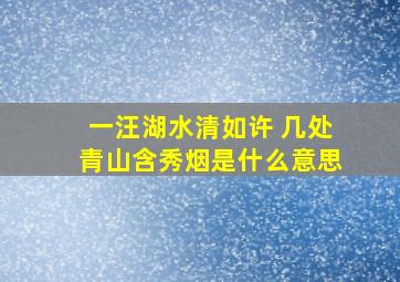 一汪湖水清如许 几处青山含秀烟是什么意思