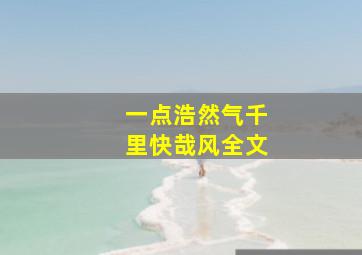 一点浩然气千里快哉风全文