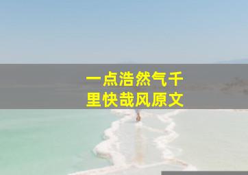 一点浩然气千里快哉风原文