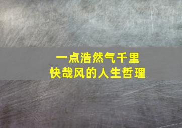 一点浩然气千里快哉风的人生哲理