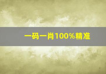 一码一肖100%精准