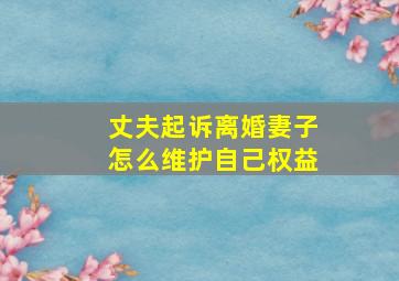 丈夫起诉离婚妻子怎么维护自己权益