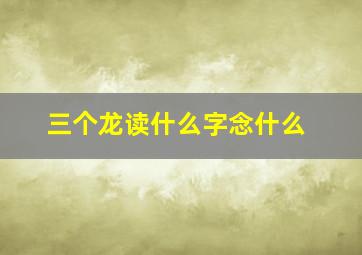 三个龙读什么字念什么