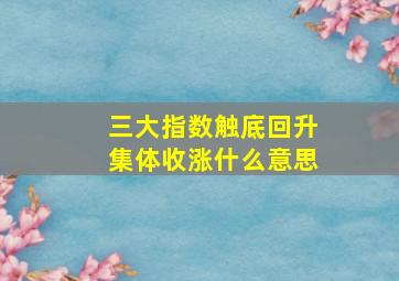 三大指数触底回升集体收涨什么意思