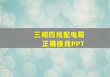 三相四线配电箱正确接线PPT