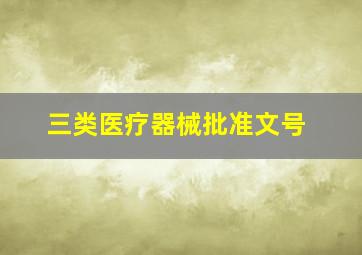 三类医疗器械批准文号