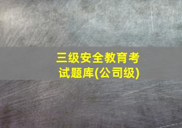 三级安全教育考试题库(公司级)