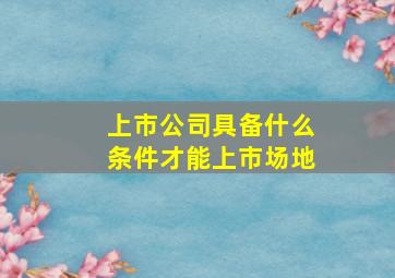 上市公司具备什么条件才能上市场地