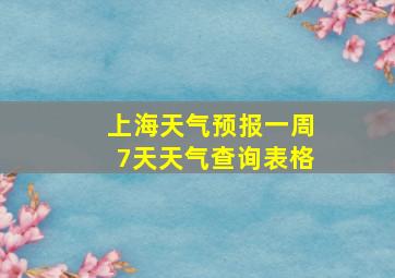 上海天气预报一周7天天气查询表格