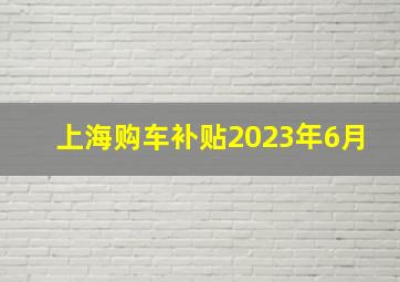 上海购车补贴2023年6月