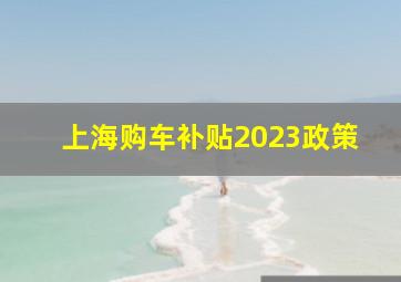 上海购车补贴2023政策