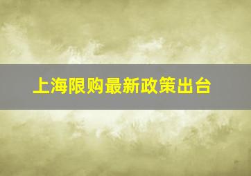 上海限购最新政策出台