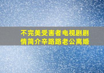 不完美受害者电视剧剧情简介辛路路老公离婚