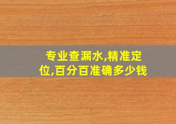 专业查漏水,精准定位,百分百准确多少钱