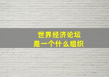 世界经济论坛是一个什么组织