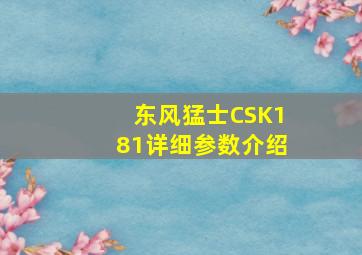 东风猛士CSK181详细参数介绍