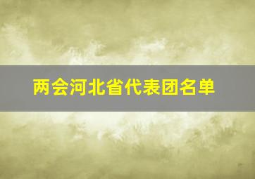 两会河北省代表团名单