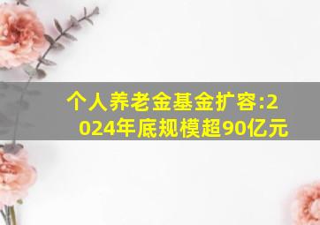 个人养老金基金扩容:2024年底规模超90亿元