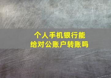 个人手机银行能给对公账户转账吗