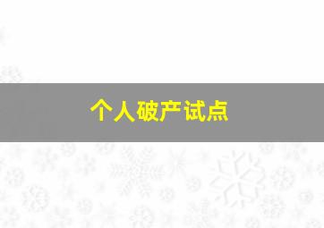 个人破产试点