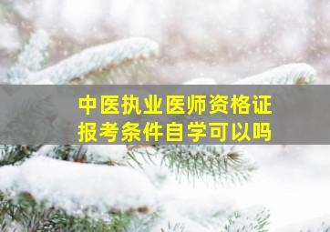 中医执业医师资格证报考条件自学可以吗