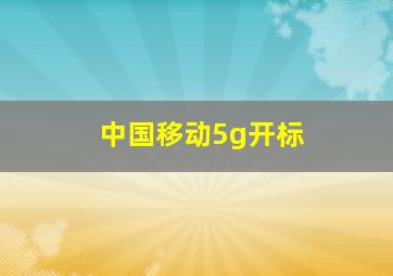 中国移动5g开标