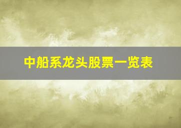 中船系龙头股票一览表