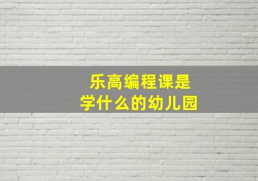 乐高编程课是学什么的幼儿园