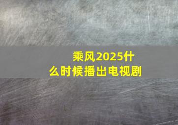 乘风2025什么时候播出电视剧