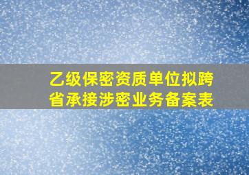 乙级保密资质单位拟跨省承接涉密业务备案表