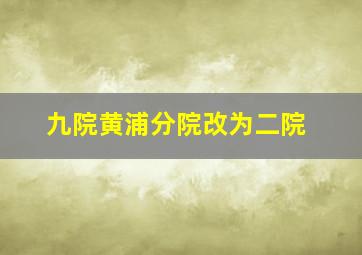 九院黄浦分院改为二院