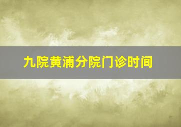 九院黄浦分院门诊时间