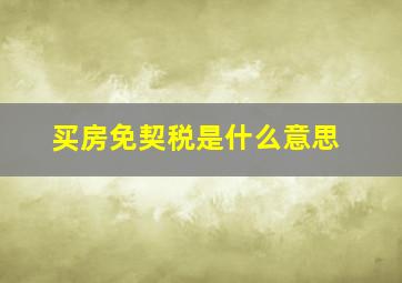 买房免契税是什么意思