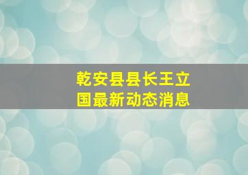 乾安县县长王立国最新动态消息