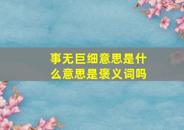 事无巨细意思是什么意思是褒义词吗