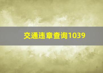 交通违章查询1039