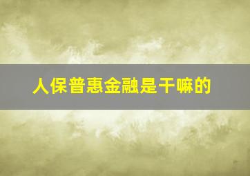 人保普惠金融是干嘛的