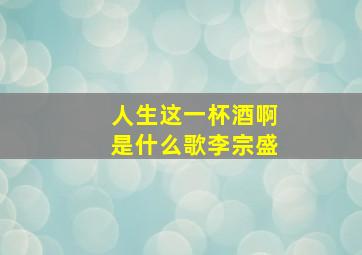 人生这一杯酒啊是什么歌李宗盛