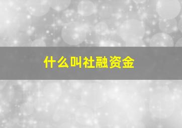 什么叫社融资金