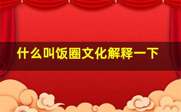 什么叫饭圈文化解释一下