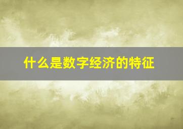 什么是数字经济的特征