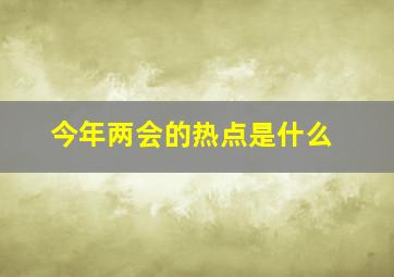 今年两会的热点是什么