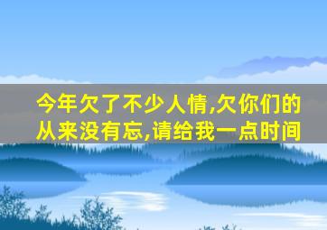 今年欠了不少人情,欠你们的从来没有忘,请给我一点时间